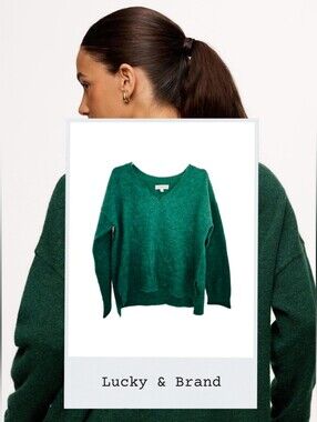 Lucky Brand Deep Green V-Neck Sweater